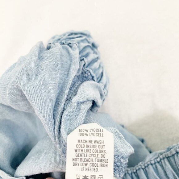 aerie lightweight flowy chambray high waist stretch elastic waist pull on shorts - Picture 6 of 9